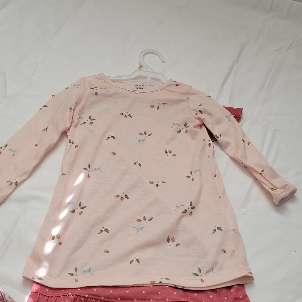 NEW Carter's Multicolor Nightgown Set 2 pieces. Sleepwear for girls. SIZE 2T. - Picture 5 of 13
